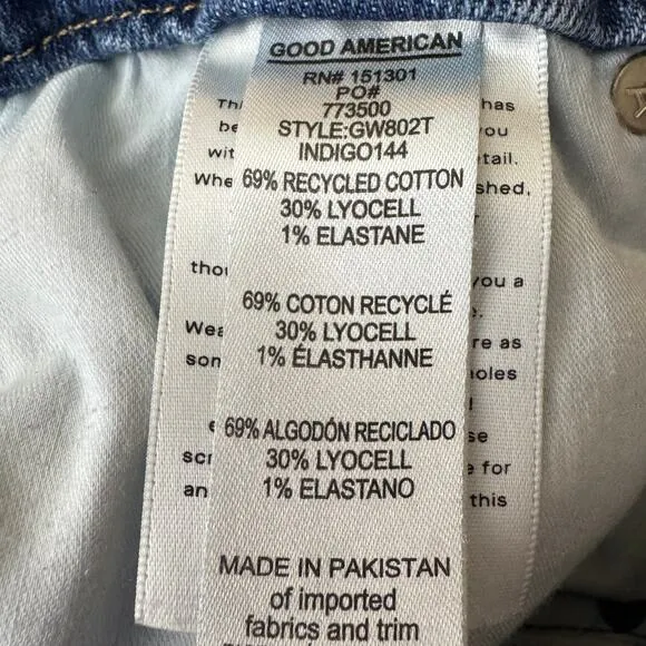 Good American Good Waist Distressed Jeans Size 4‎ in Indigo144 - Image 10