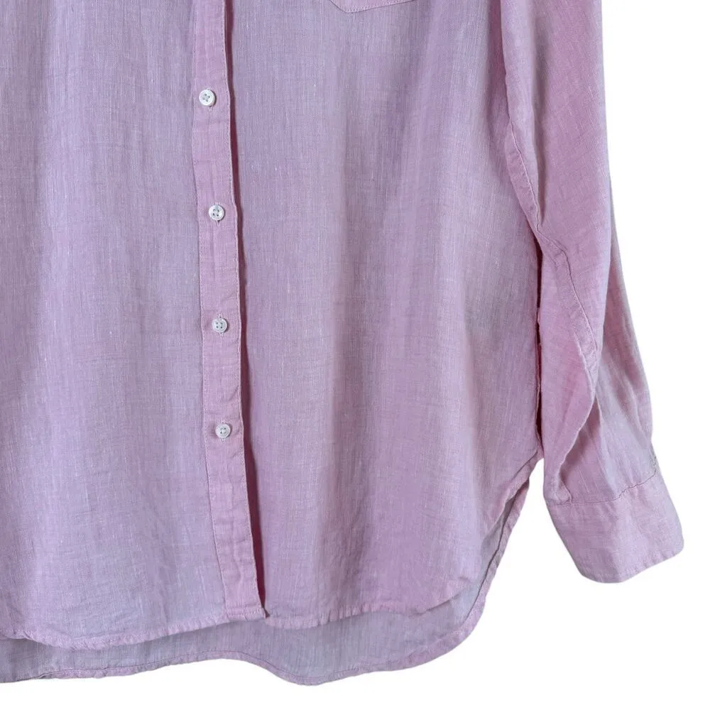 L.L.Bean 100% Linen Button Up Shirt in Pink, Size Medium‎ - Image 5