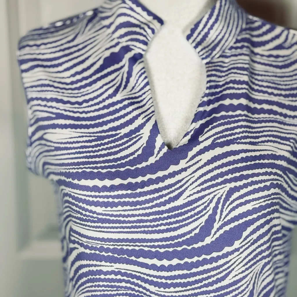 Lulu-B Purple White Swirl Sleeveless Resort Golf Dress Stretch Small - Image 2