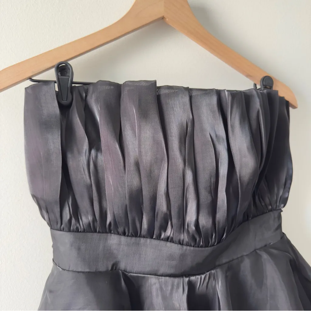 Anthropologie Mable Stylish Black Strapless Mini Little Black Dress LBD flare M - Image 6