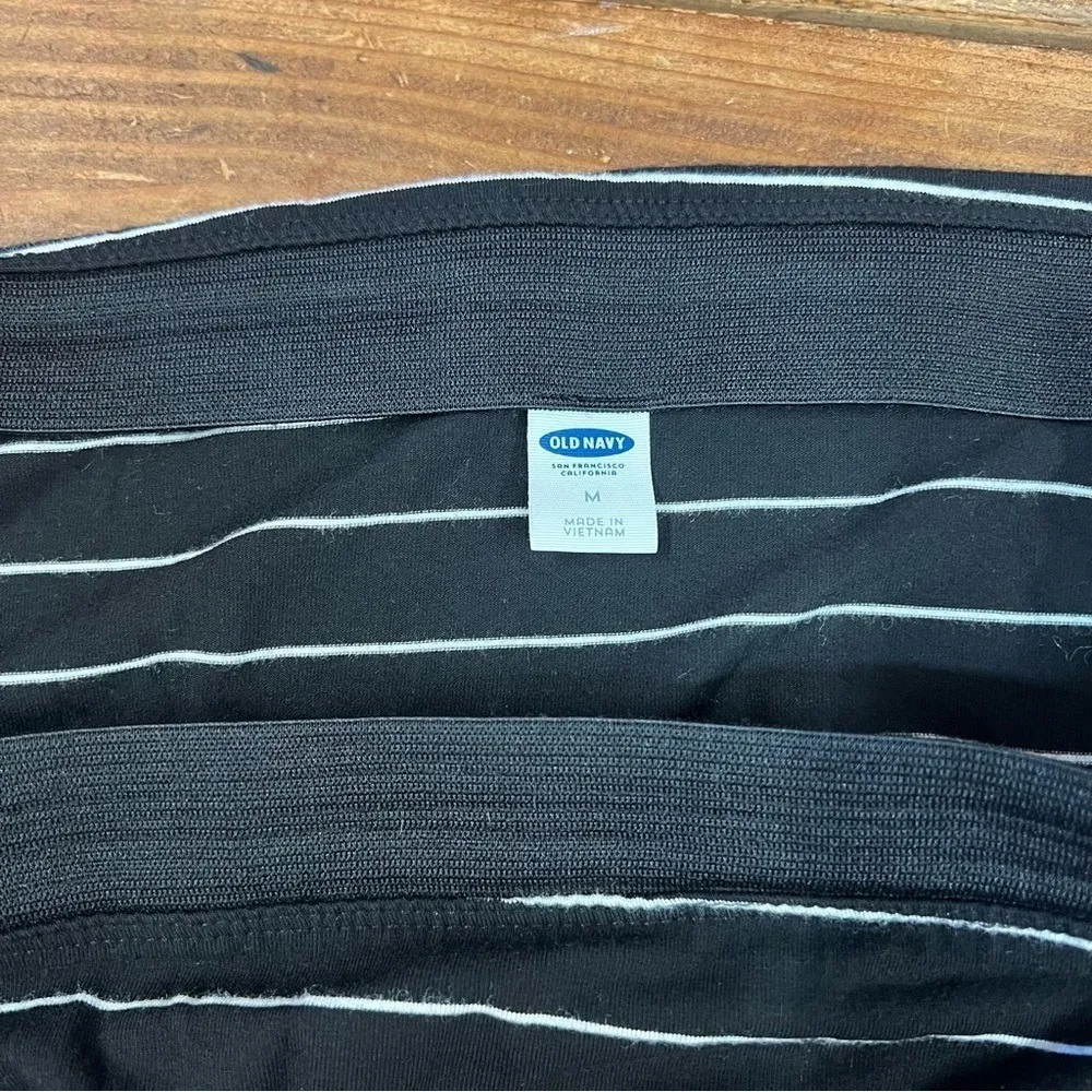 Old Navy Black White Stripe Pencil Skirt Stretch Midi Basic Rayon Blend M - Image 6