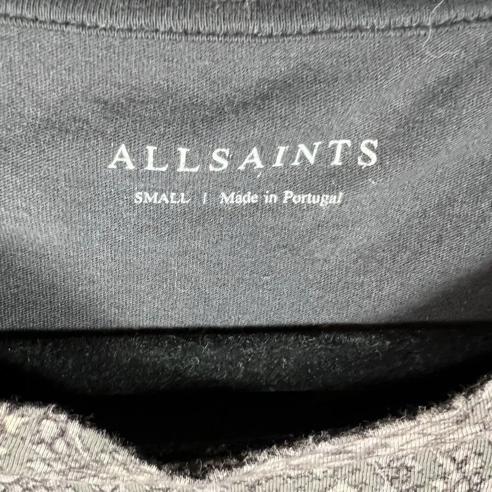 All Saints Kaa Wave Snakeskin Top‎ LS Open Elbow Tee Size Small Designer Gray - Image 6