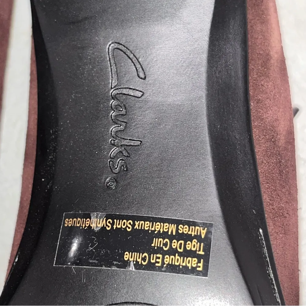 NEW Clarks Bendables Brown Suede Lace Up Oxford Heels Booties Shoes size 10W - Image 9