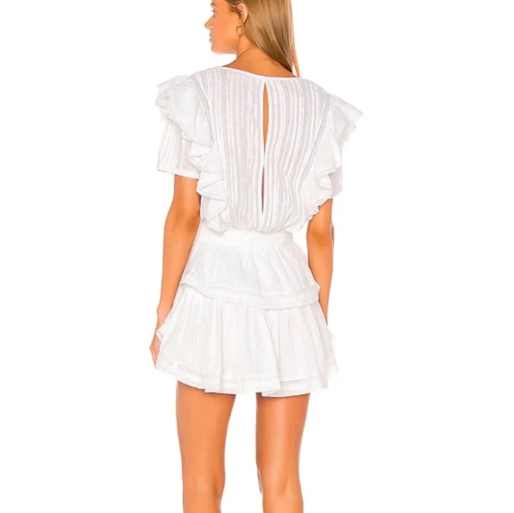 LoveShackFancy Natasha Dress in White Ruffled Mini Dress Size XS - Image 3