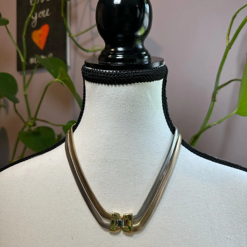 Elegant Gold and Silver Necklace - Image 3