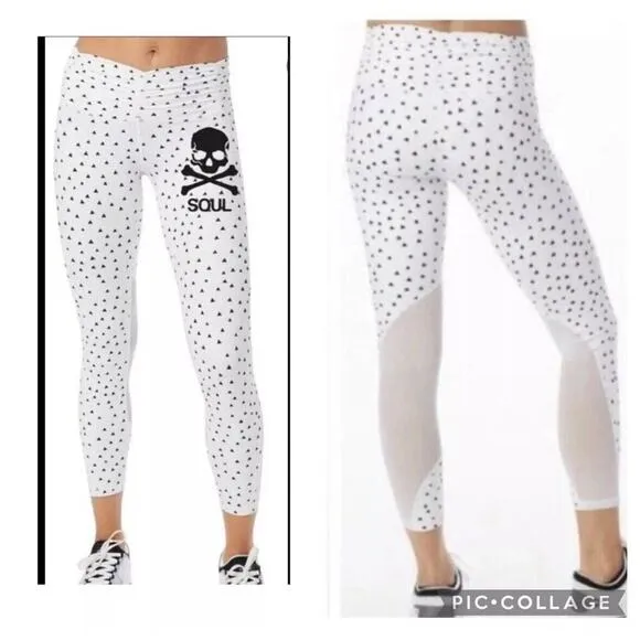 SOULCYCLE Skull Life 2.0 Legging White With Black Triangle Medium T403 - Image 2