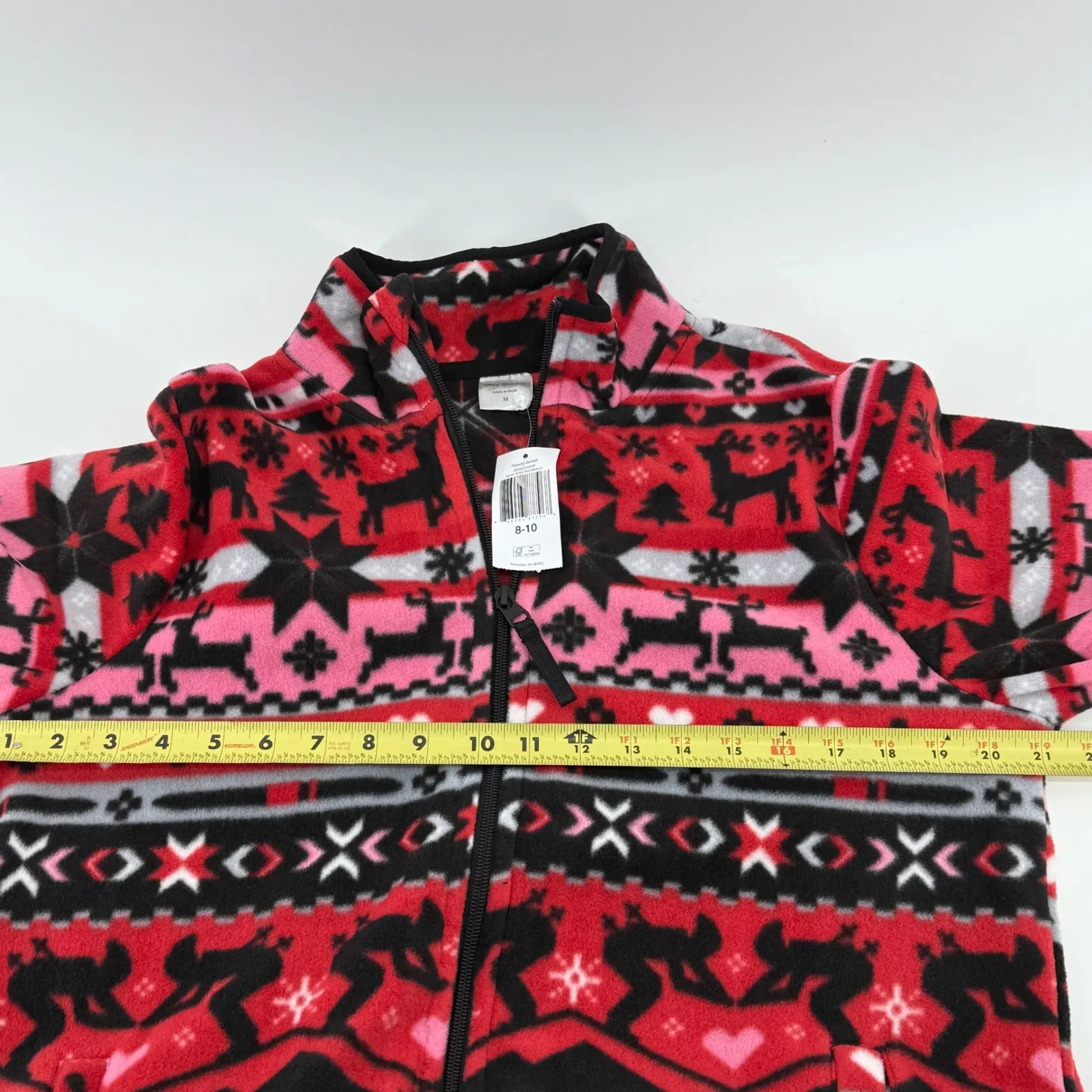 Vera Bradley Nordic Stripe Red Fleece Full Zip Jacket Medium Fair Isle Ski NEW - Image 8