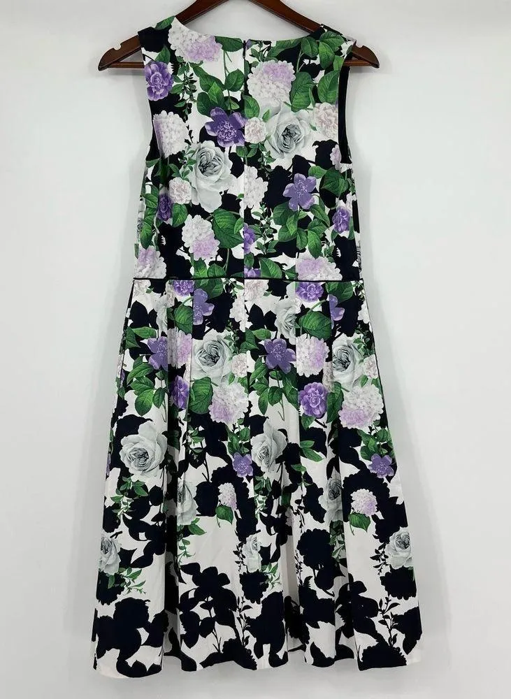 NEW TALBOTS Oprah Magazine Collection Floral Sz 6 Dress Purple Pleated pockets - Image 4