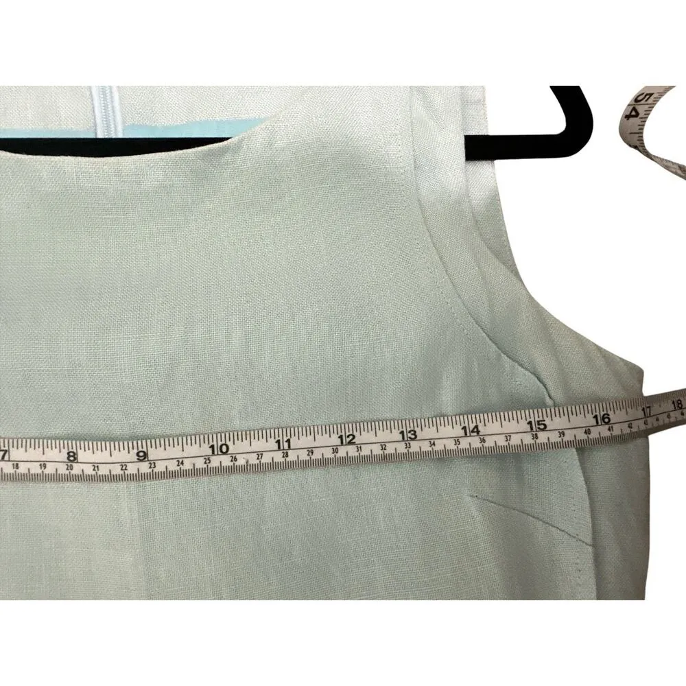 Talbots Size 4P Blue Pure Irish Linen Sleeveless Sheath Dress Zip Lined Classic - Image 5