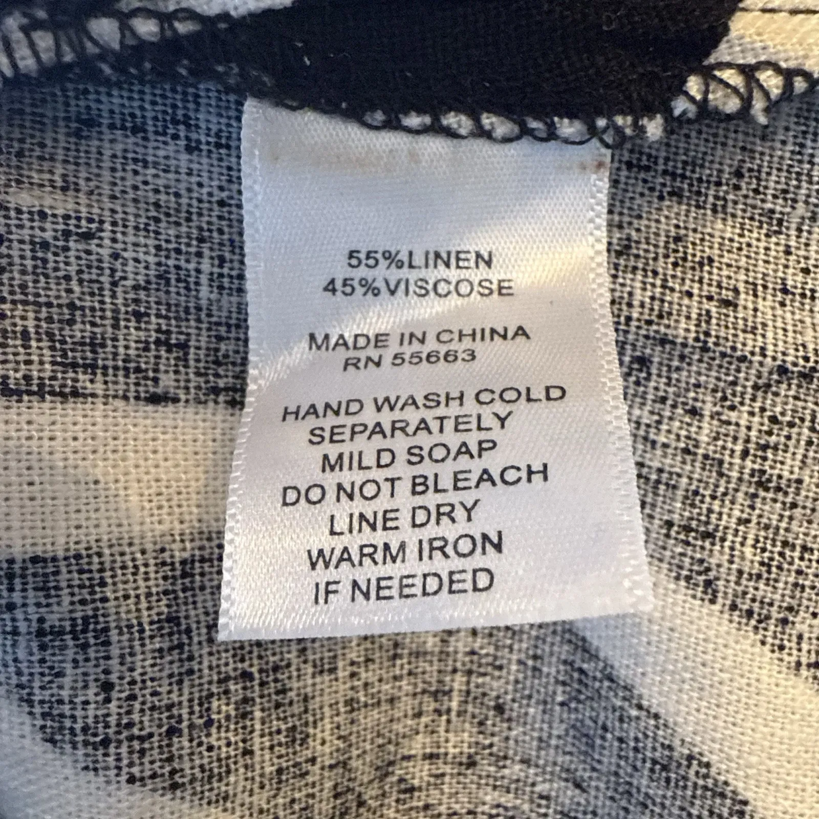 NWOT Rachel Zoe Linen Maxi Dress S Kaftan Black White Abstract Print Pockets‎ - Image 12