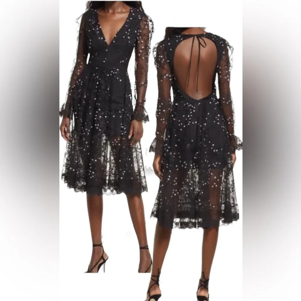 Kelsi Dagger HELSI Ella Dress Long Sleeves Open Back  Sheer Plunging Mid… - Image 9