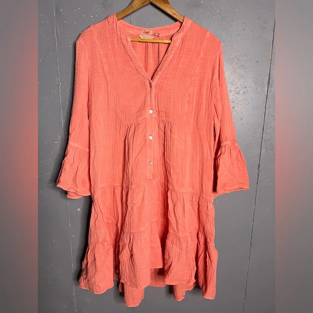 Faherty Dream Gauze Kasey 100% Organic Cotton Dress.  Coral/ M/ NWOT - Image 3