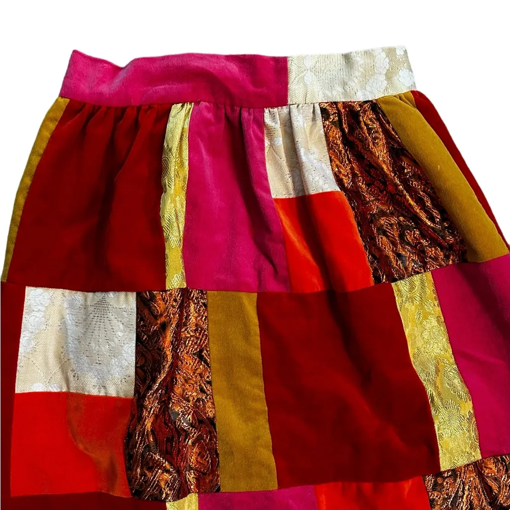 Vintage Patchwork Maxi Skirt Boho Statement Piece Waist Size 30” Pink Size M - Image 5