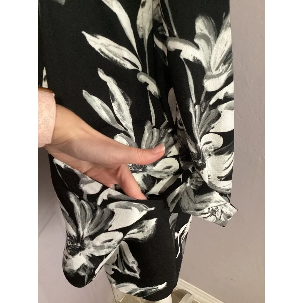Carolina Belle Montreal Floral Open Front Blazer Jacket Black White S - Image 3
