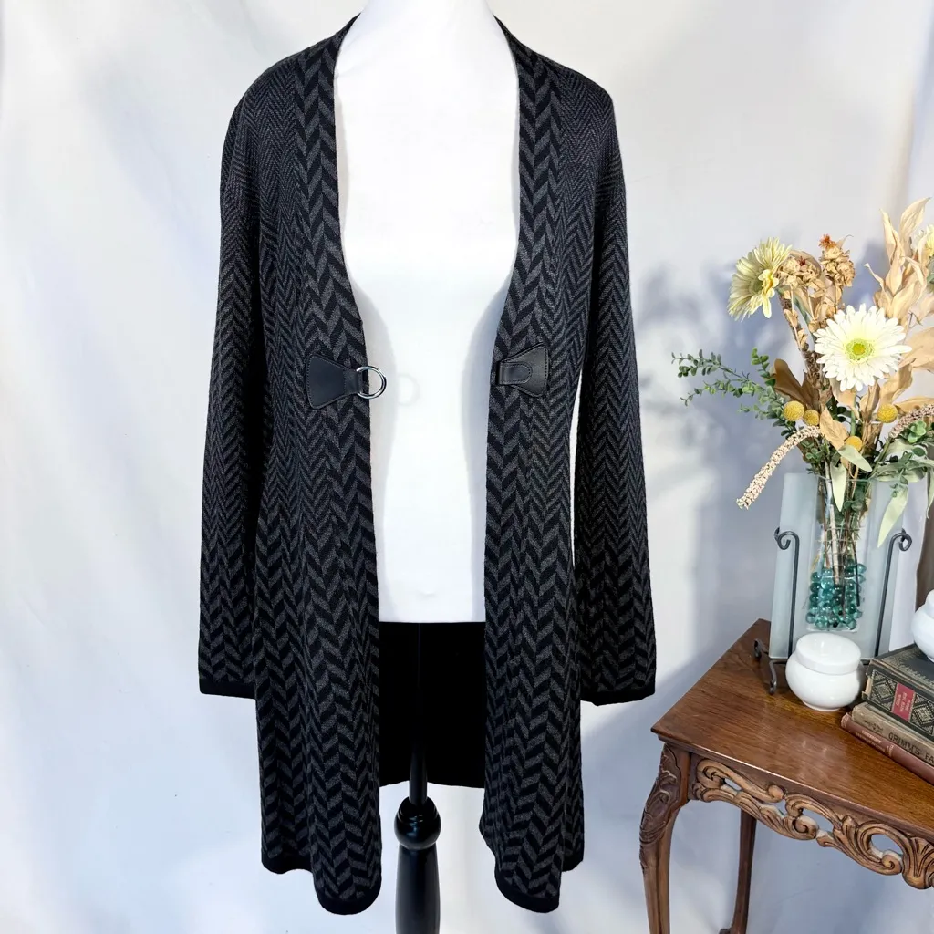 Soft Surroundings West Saxon Herringbone Wool Buckle-Front Duster Cardigan~ M💛 - Image 8