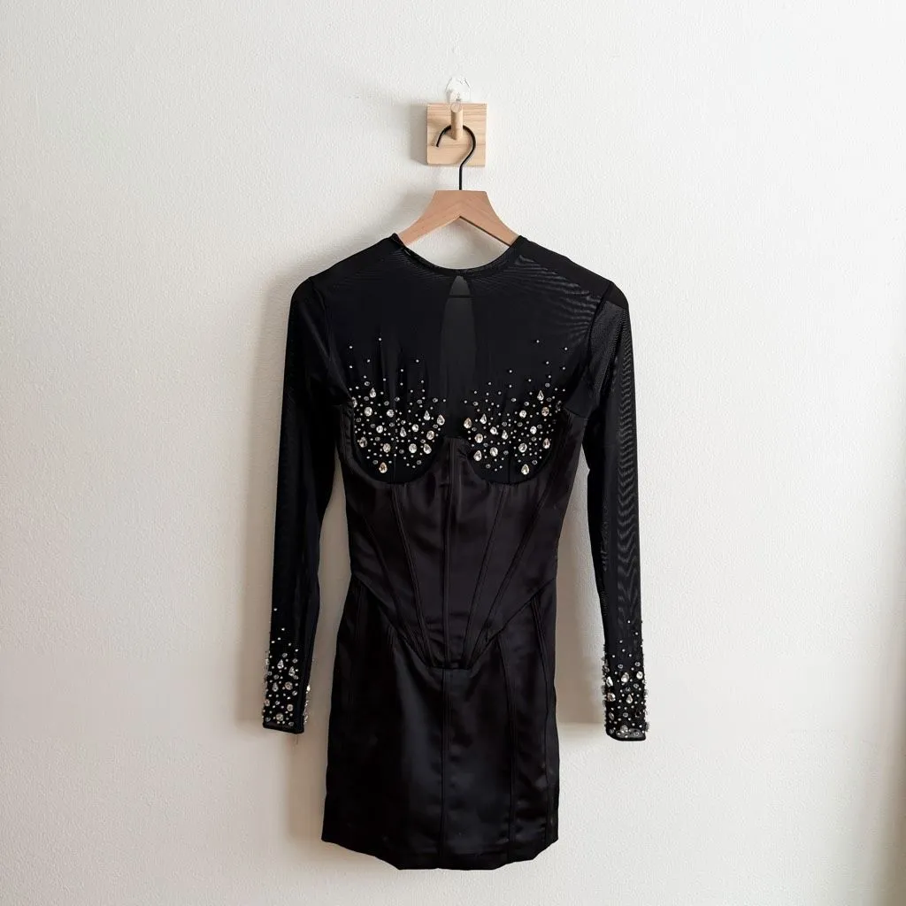 House of CB Anastasia Black Crystallised Corset Dress Size XS - Image 5