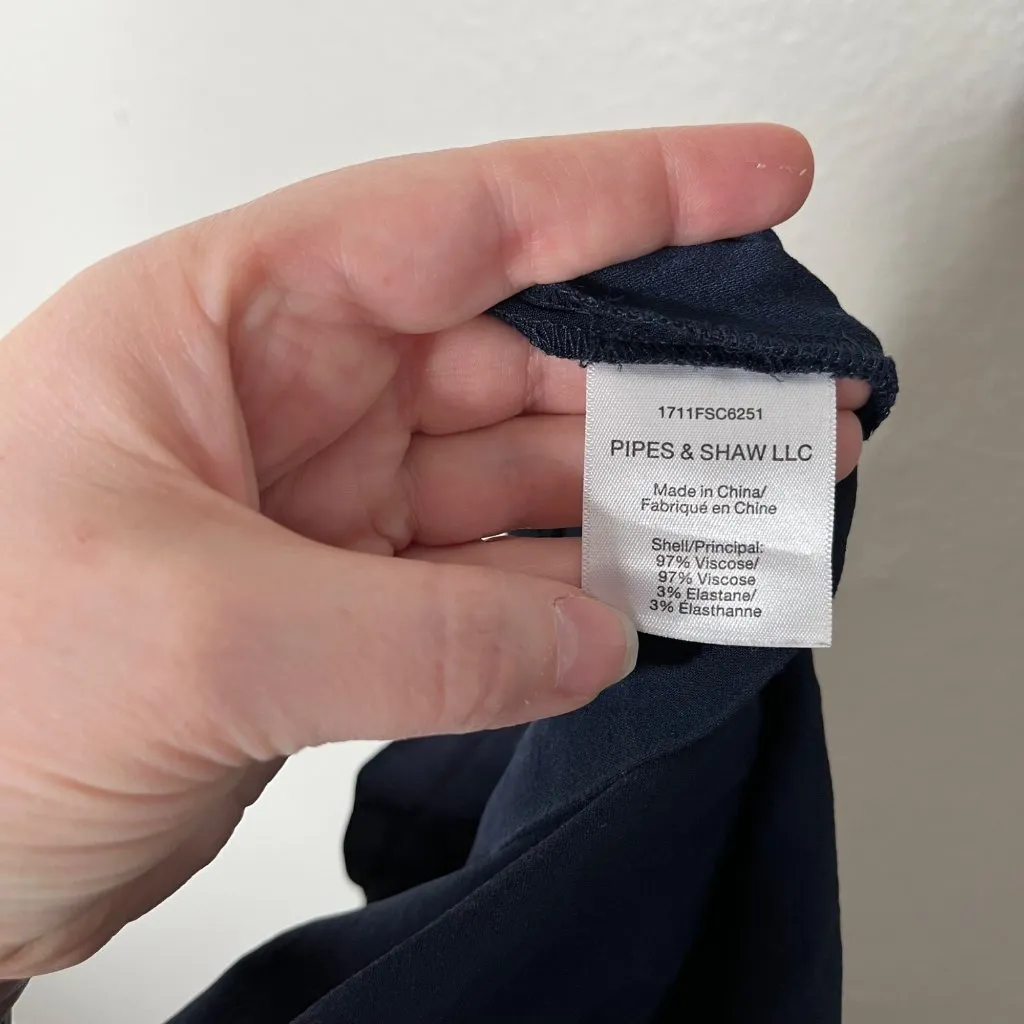 Veronica Beard Adley Sailor Navy Pearl Button-Front Wide-Leg Pants Size 2 - Image 11