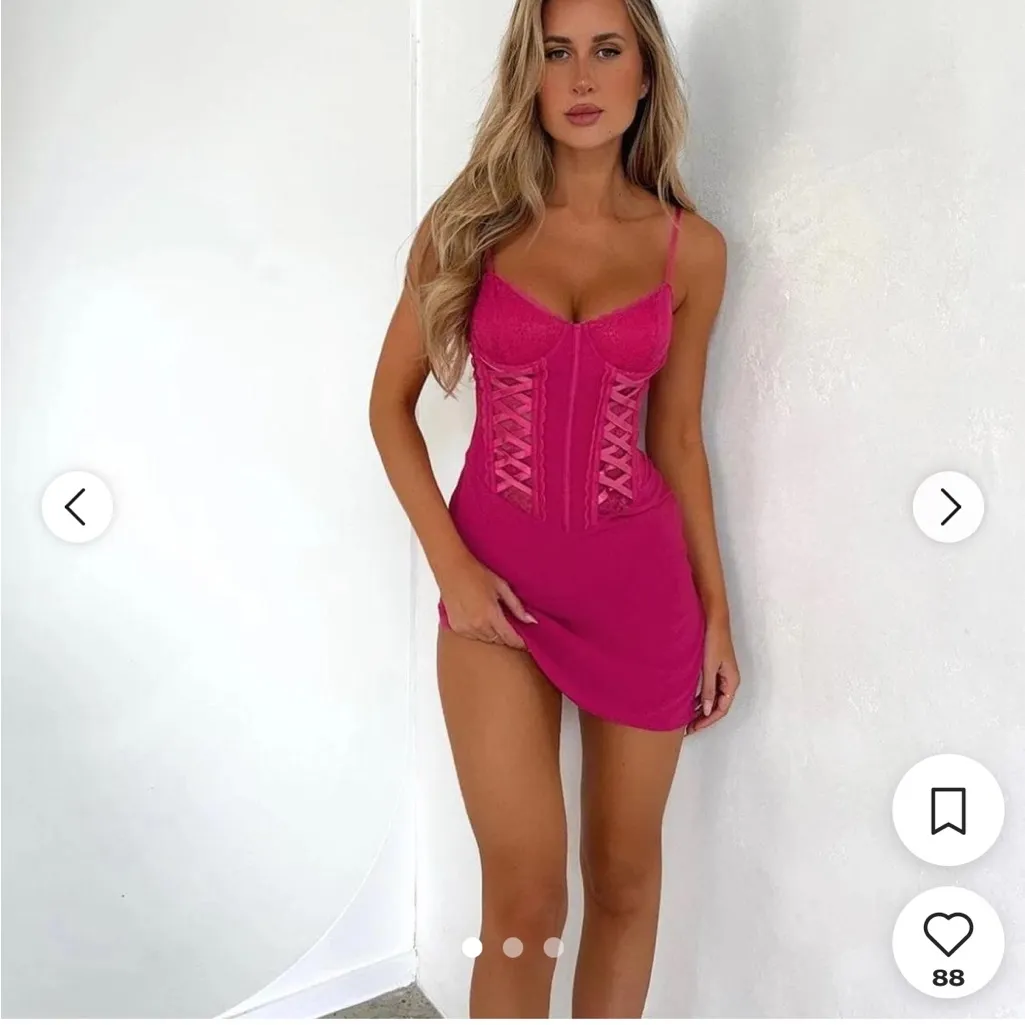 Pink Lace Corset Mini Dress NWT S - Image 3