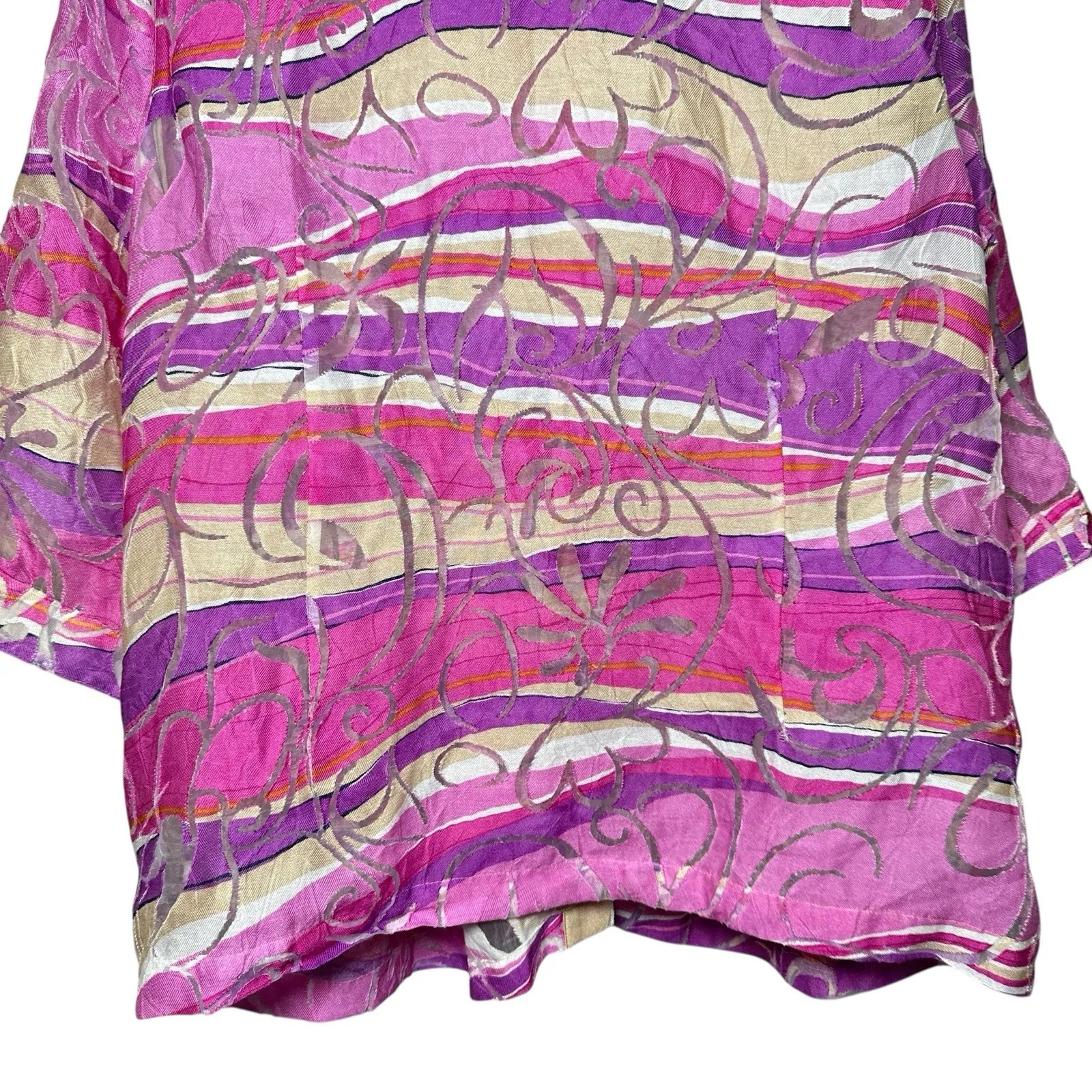 Allison Daley Sheer Abstract‎ Blouse 11/2X Pink Purple Boho Chic Art Y2K Retro - Image 11