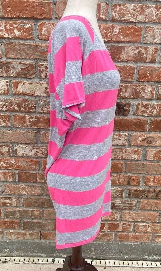 Aqua (Nordstrom) neon pink and grey striped dress / L / Excellent condition - Image 7