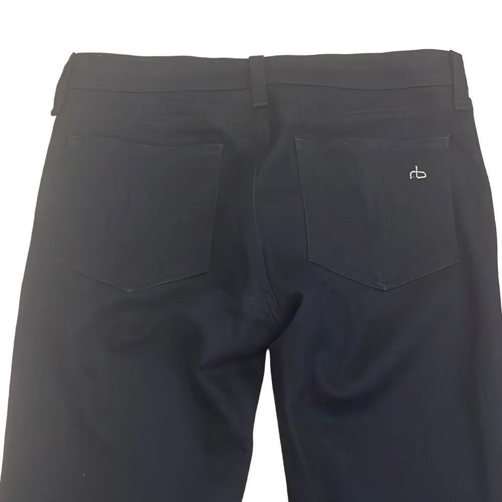 Rag & Bone 27" Black Denim Leather Trim Moto Straight Leg Jeans Pants Stretch - Image 6