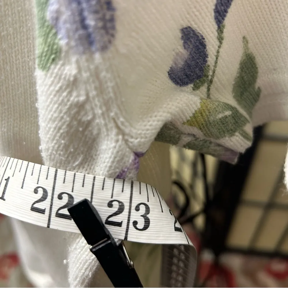 Vintage Alfred Dunner Sweater-Size Large- Floral, Butterfly Print W/Seed Beads - Image 9