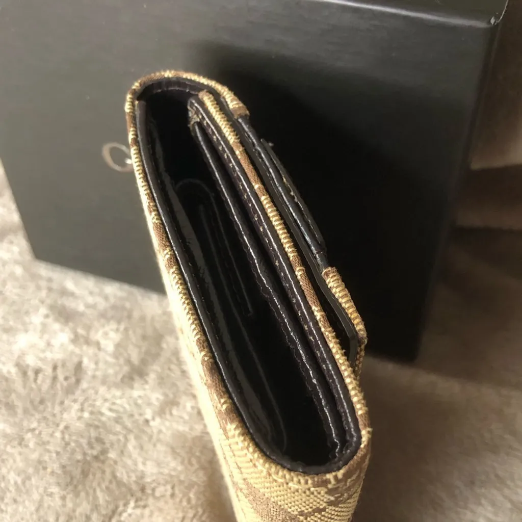 GUCCI GG Sherry Line Horsebit Trifold Canvas Leather Wallet and GUCCI BOX Mint - Image 4