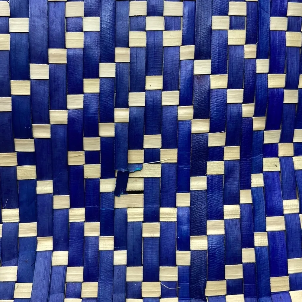 French Market Style Straw Blue Woven Beach Bag NWT - Image 6