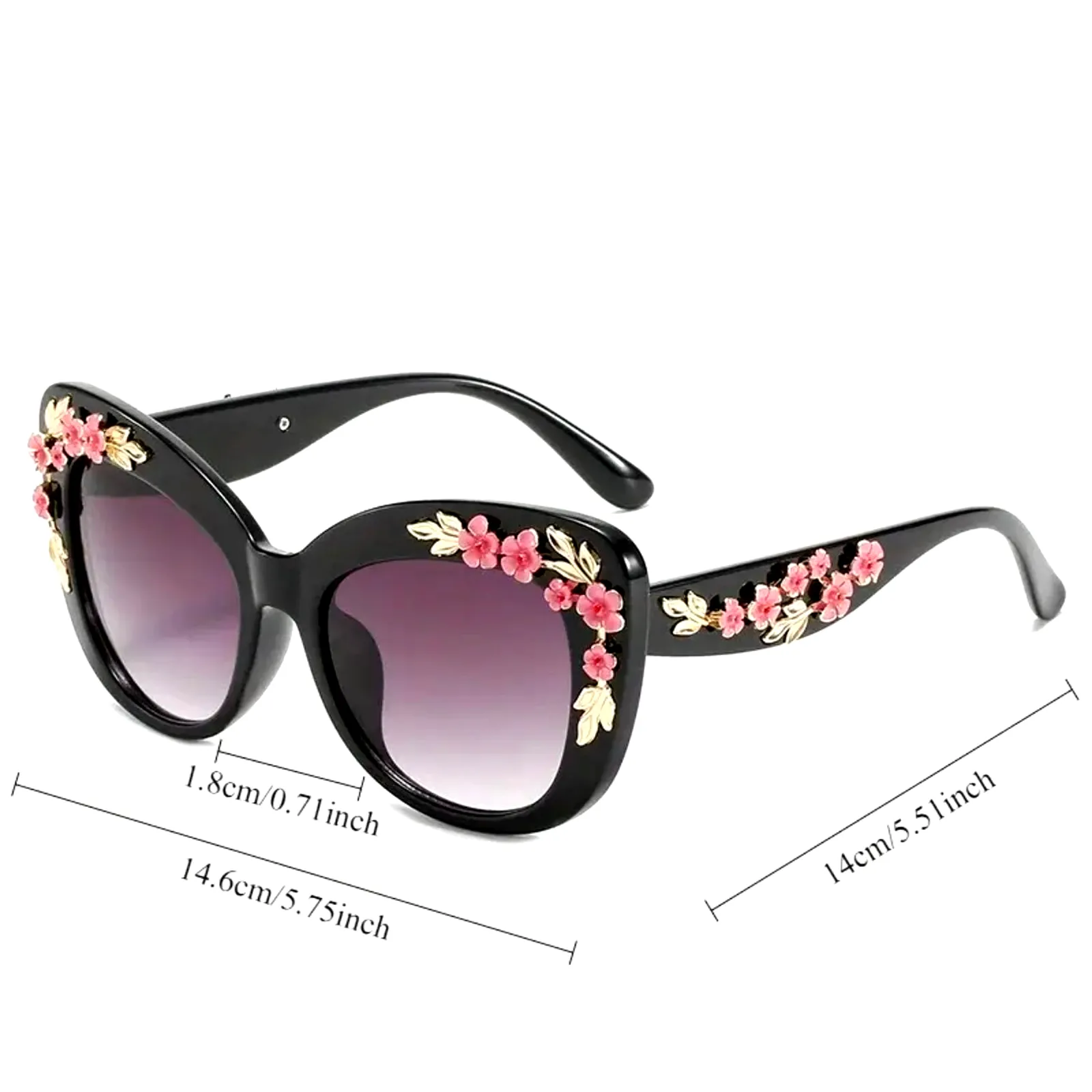Chic Cat Pink Roses White Frame Sunglasses - Image 8
