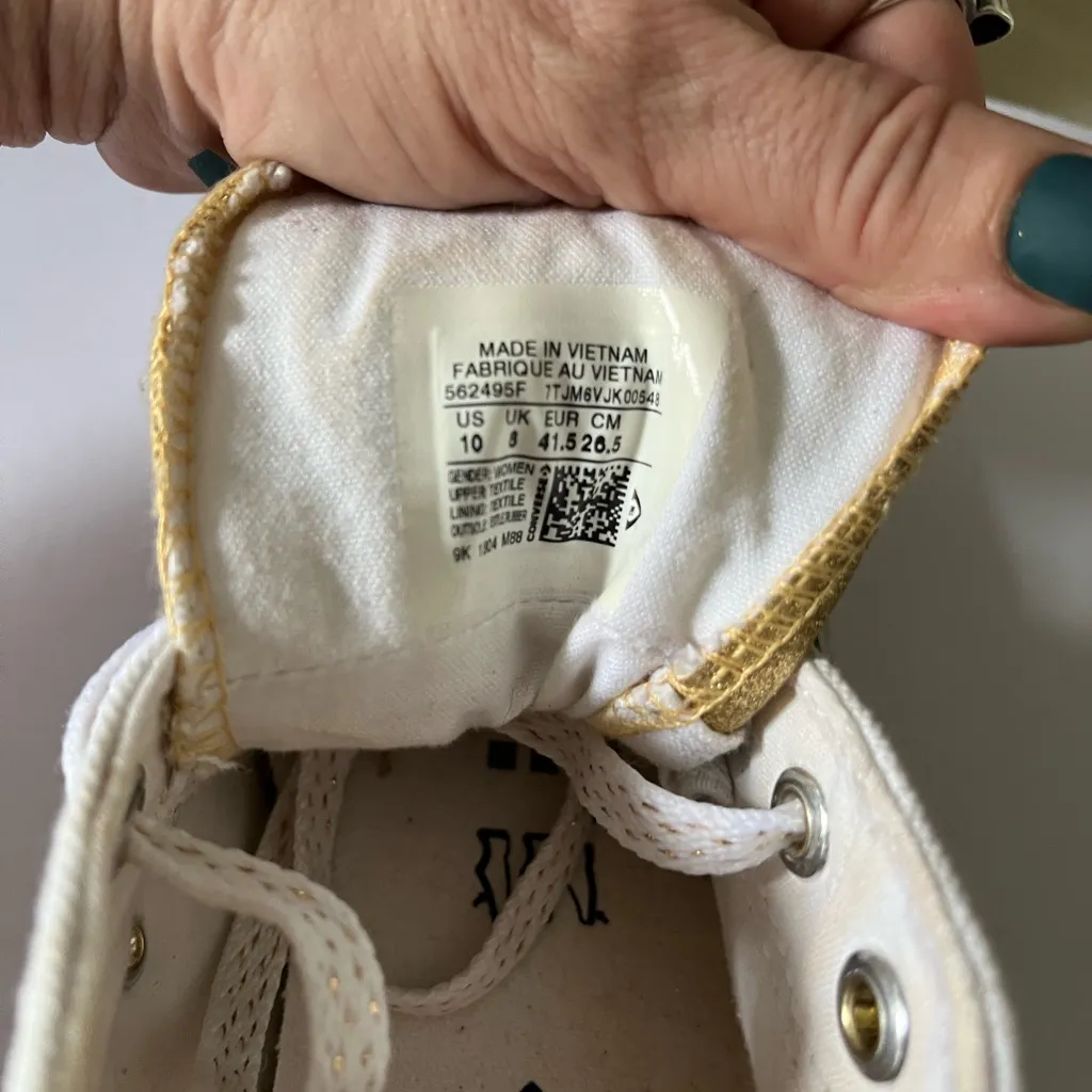 Converse Women's White Gold detail Glitter tongues & laces COMFORTABLE ONES - Image 8