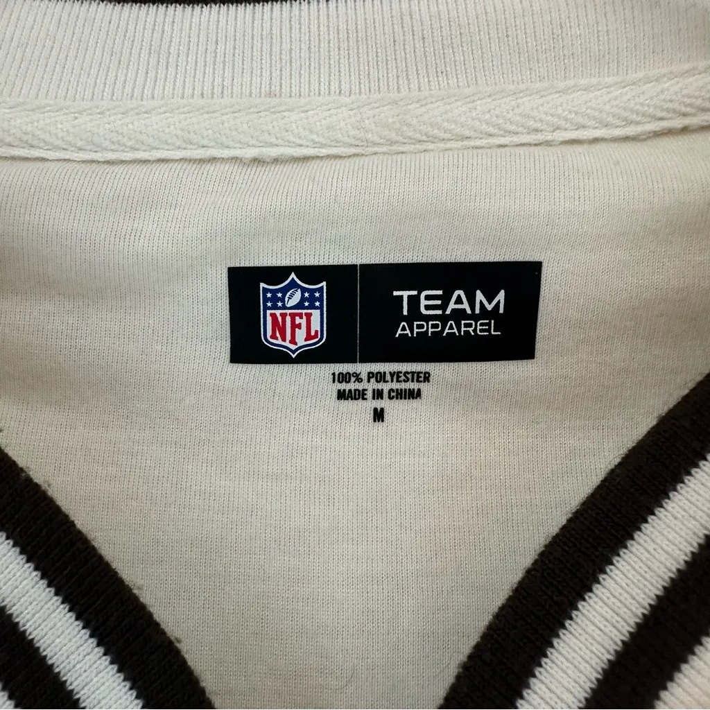 Cleveland Browns New Era Women's Athletic Sherpa Full-Zip Jacket Medium Cream - Image 3