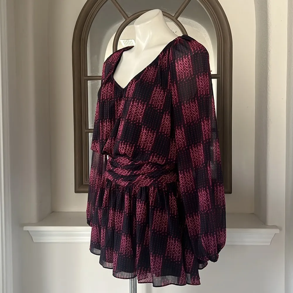 NEW Ramy Brook Jaylah Abstract Blouson Mini Dress in Boysenberry Size S $465 - Image 7