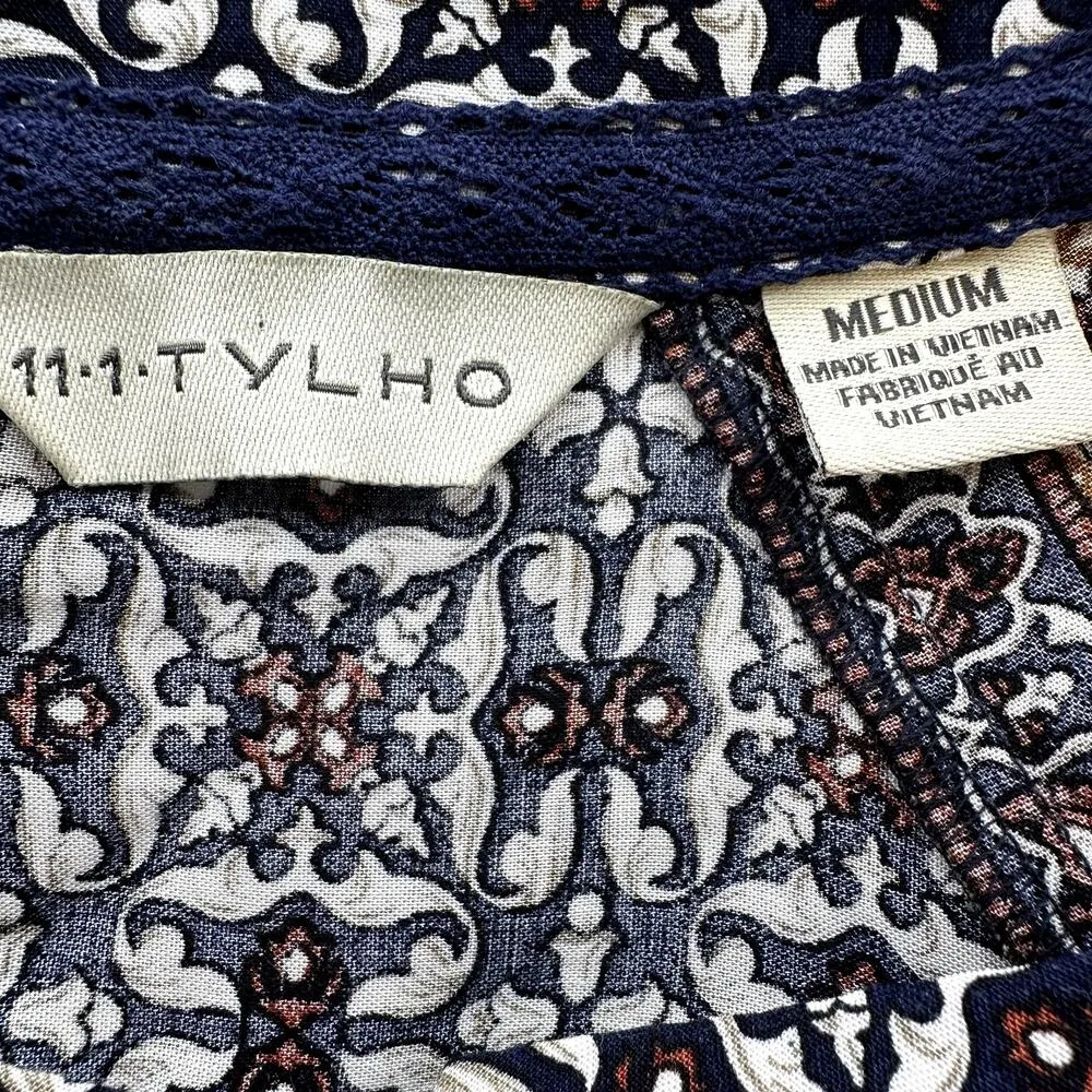 Anthropologie 11 1 Tylho Aubina Peasant Blouse Relaxed Fit Boho Black Medium - Image 3