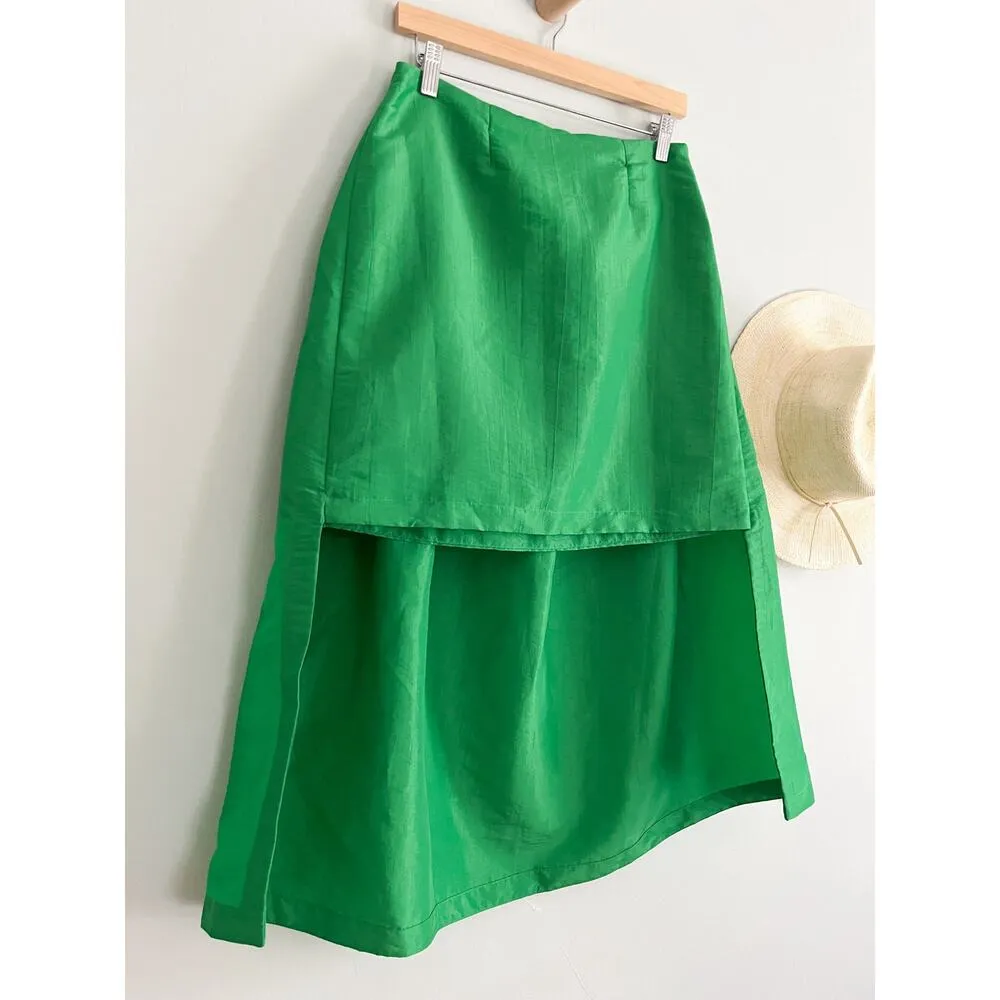 Anthropologie | Maeve Asymmetrical Sateen Skirt | Green | Sz 6 | NWT - Image 4