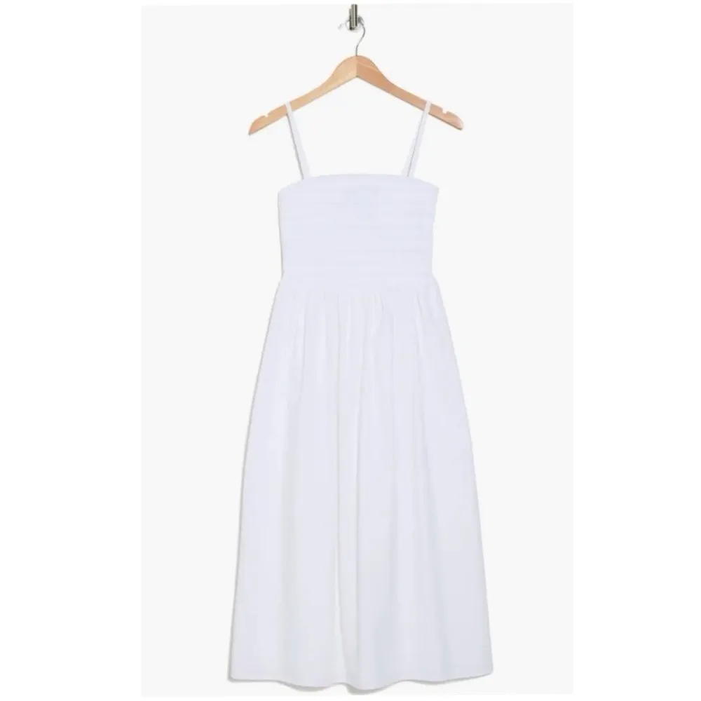 Theory City Smocked Stretch Poplin Midi Sundress MEDIUM - Image 4