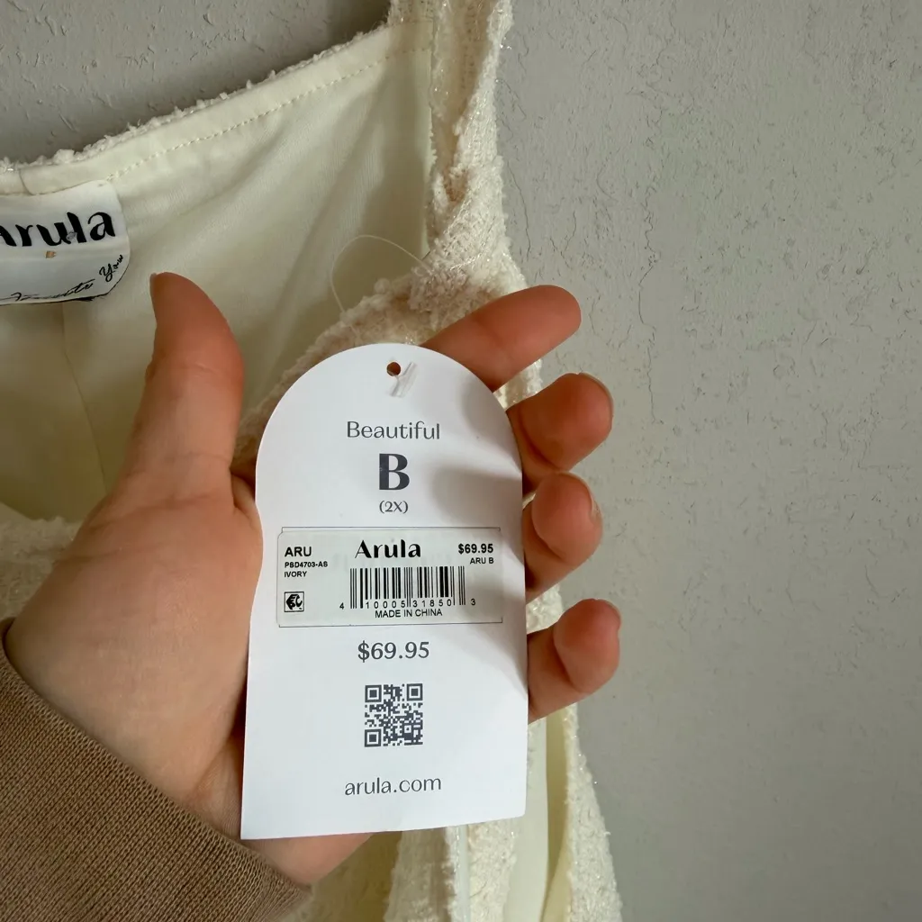 NWT Arula Cream Leighton Shine Sequin Skirtall Womens B 2X Coquette Girly - Image 4