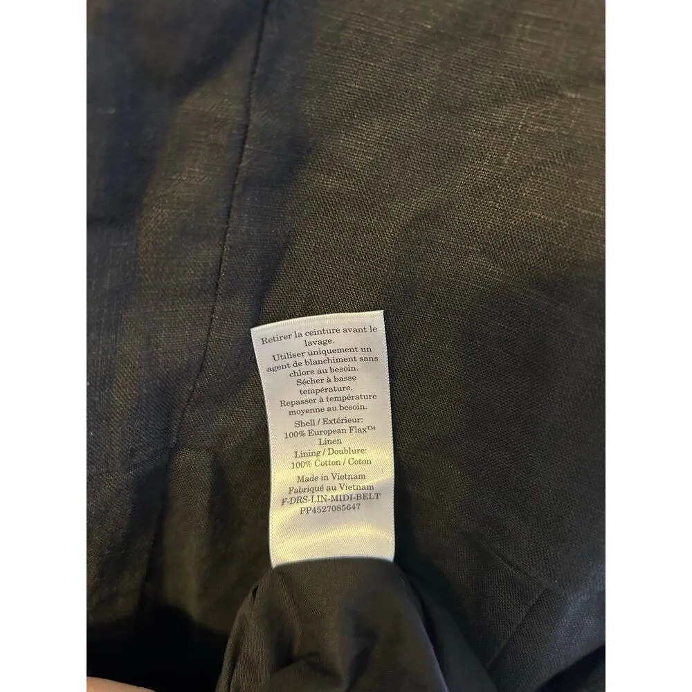 Everlane The Linen Belted Midi Dress in Black 8 NWT - Image 9