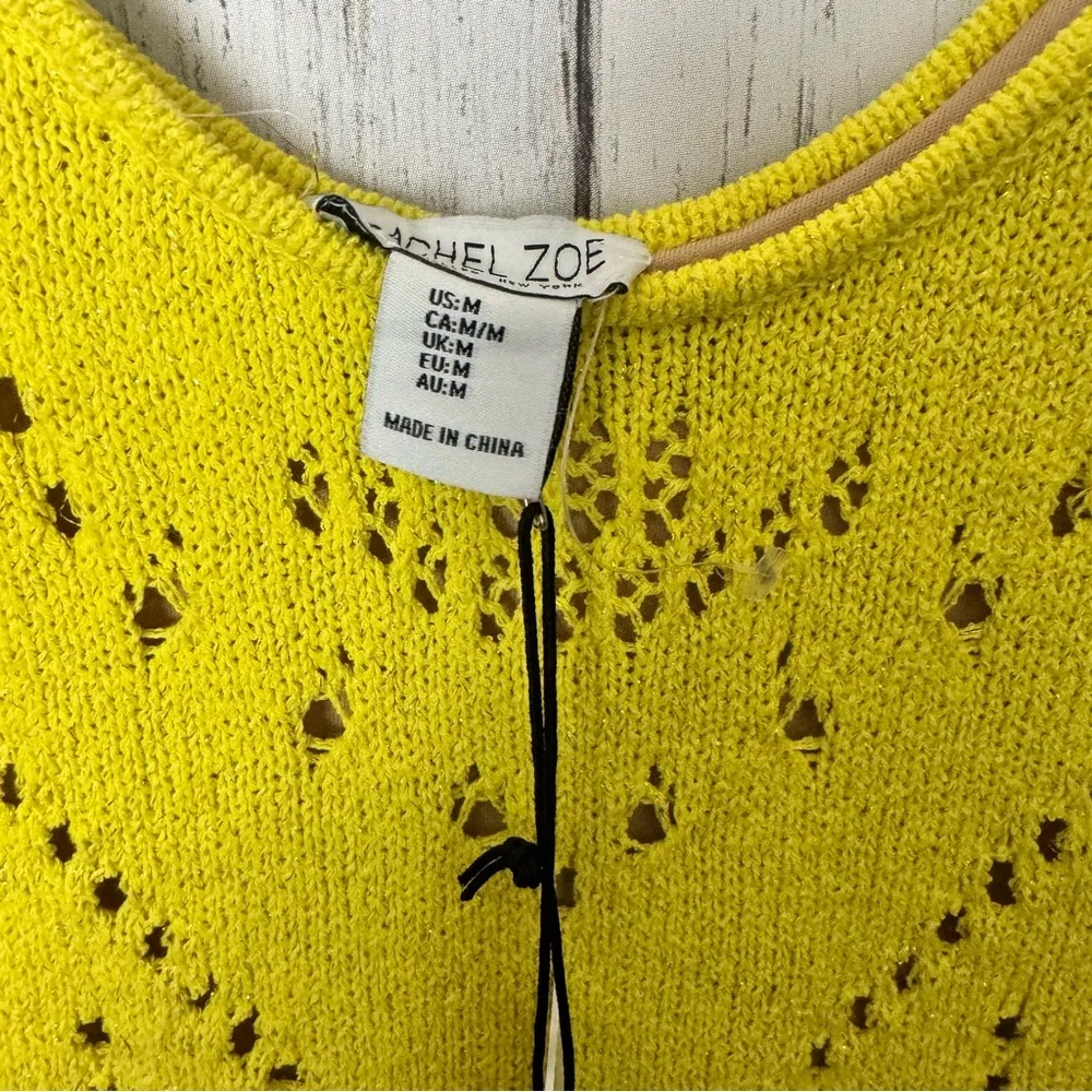 Rachel Zoe Women's Tan  Lined  Crochet Knit Neon Sleeveless Dress Sz M - Image 2