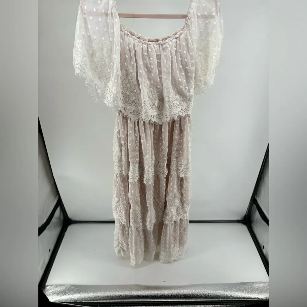 Show Me Your MuMu white Lana lace long dress size XL romantic - Image 8