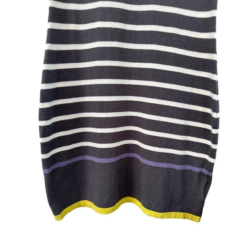 NEW Hatley Charcoal Gray Striped Short Sleeve Funnel Neck Soft Knit Dress XS - Image 4