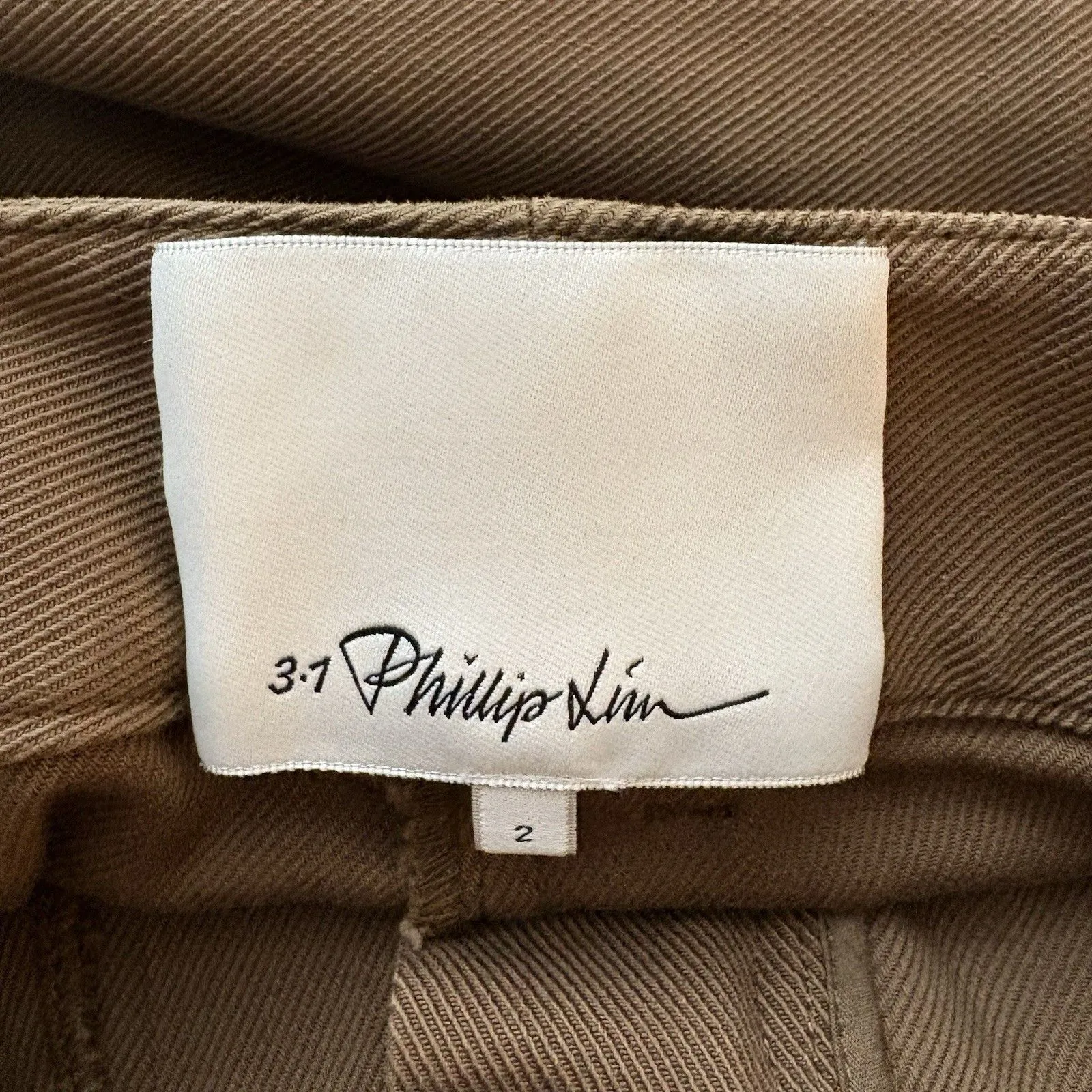 3.1 Phillip Lim Straight-Leg Twill Utility Pants Womens Brown Cotton Size 2 - Image 5