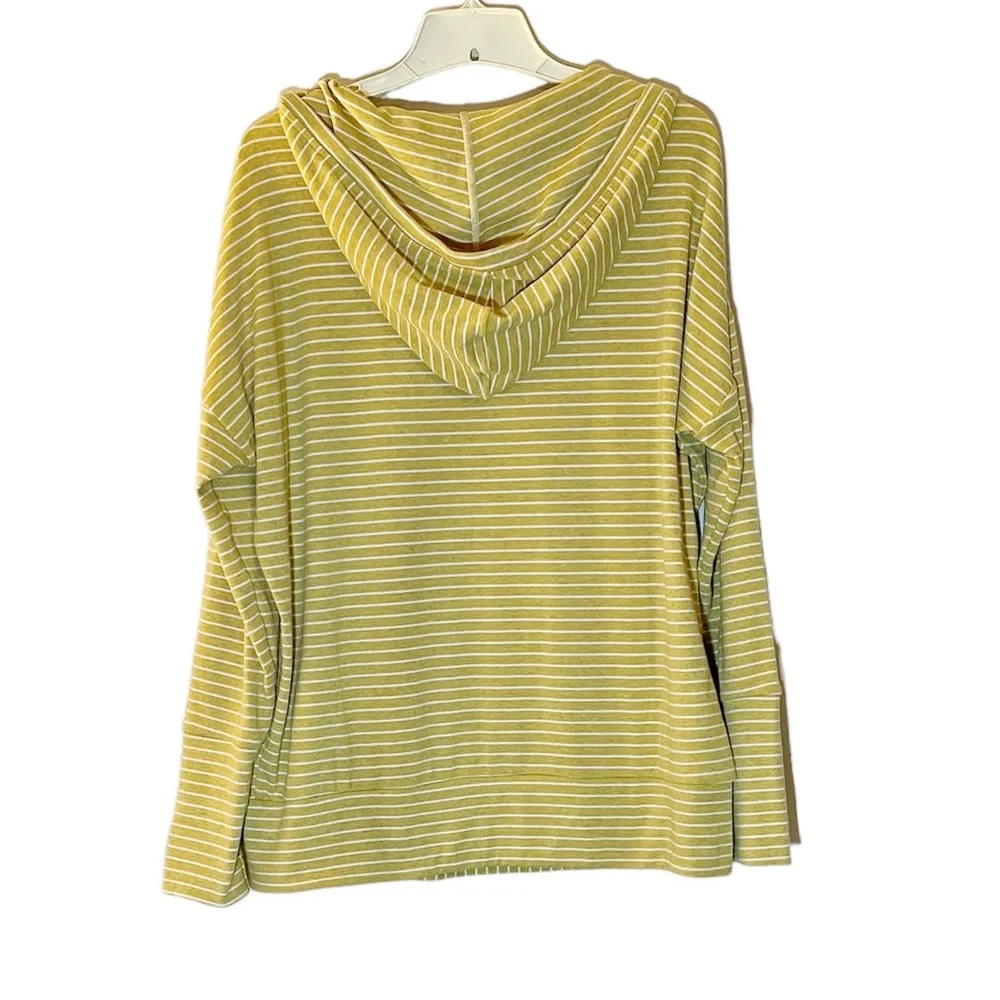 Sundance Mustard Yellow Striped Oversize Hoodie Lightweight Sweatshirt Size Med - Image 3