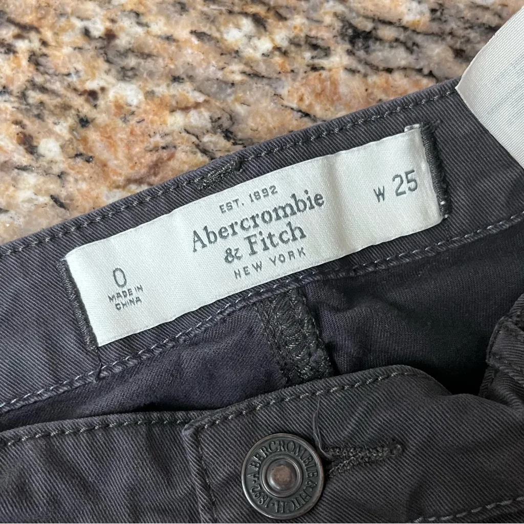 Abercrombie & Fitch Grey Skinny Low Rise Size 0 Edgy Grunge Moto Stretch Y2k - Image 7