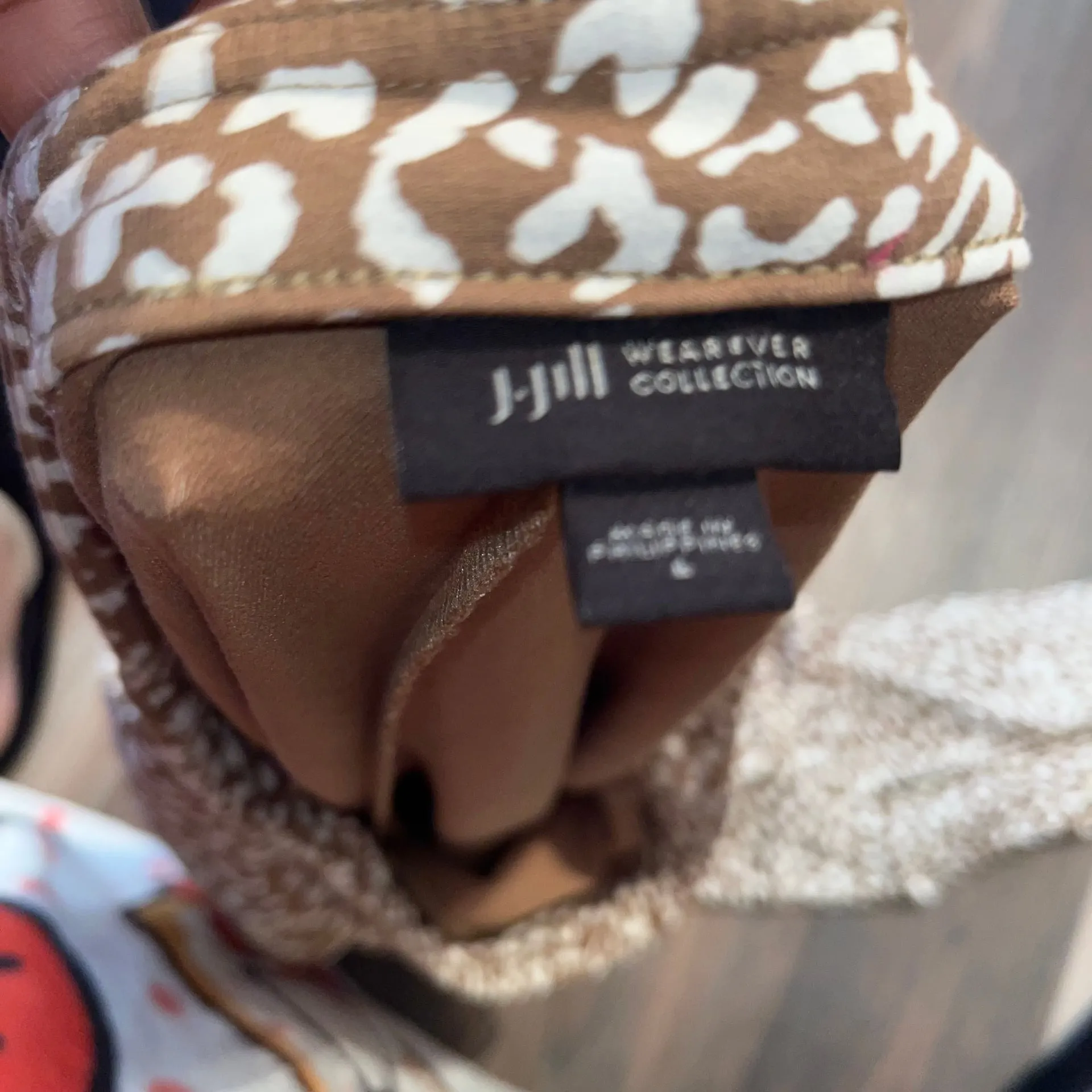 J.Jill Wearever Women's Brown Cheetah Print Wide Leg Crop Pull On Pants Size L - Image 3