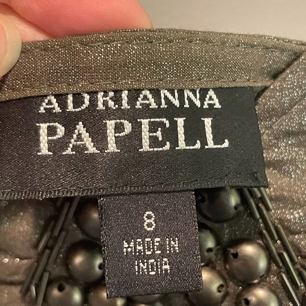 Adrianna Papell Shimmery Olive Babydoll Dress - size 8 - Image 5