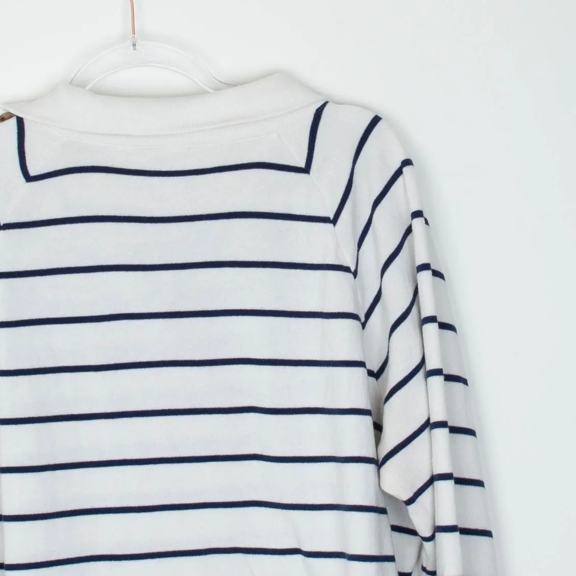 J.Crew  Womens Striped Pullover Top Button Collar Size XL Long Sleeve Nautical - Image 7