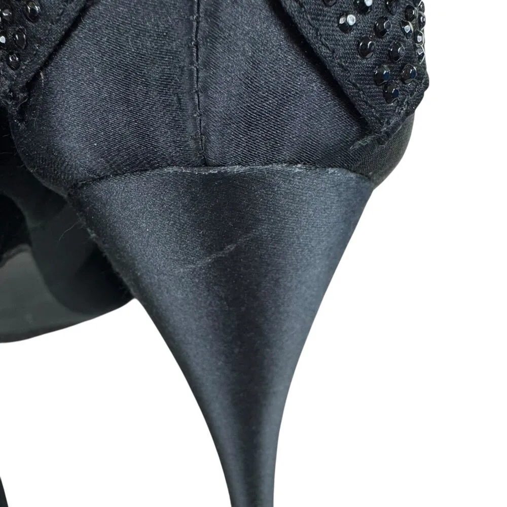 Rampage Normina Black Satin Studded Bow Stilleto Heels Women's Size 10 - Image 5