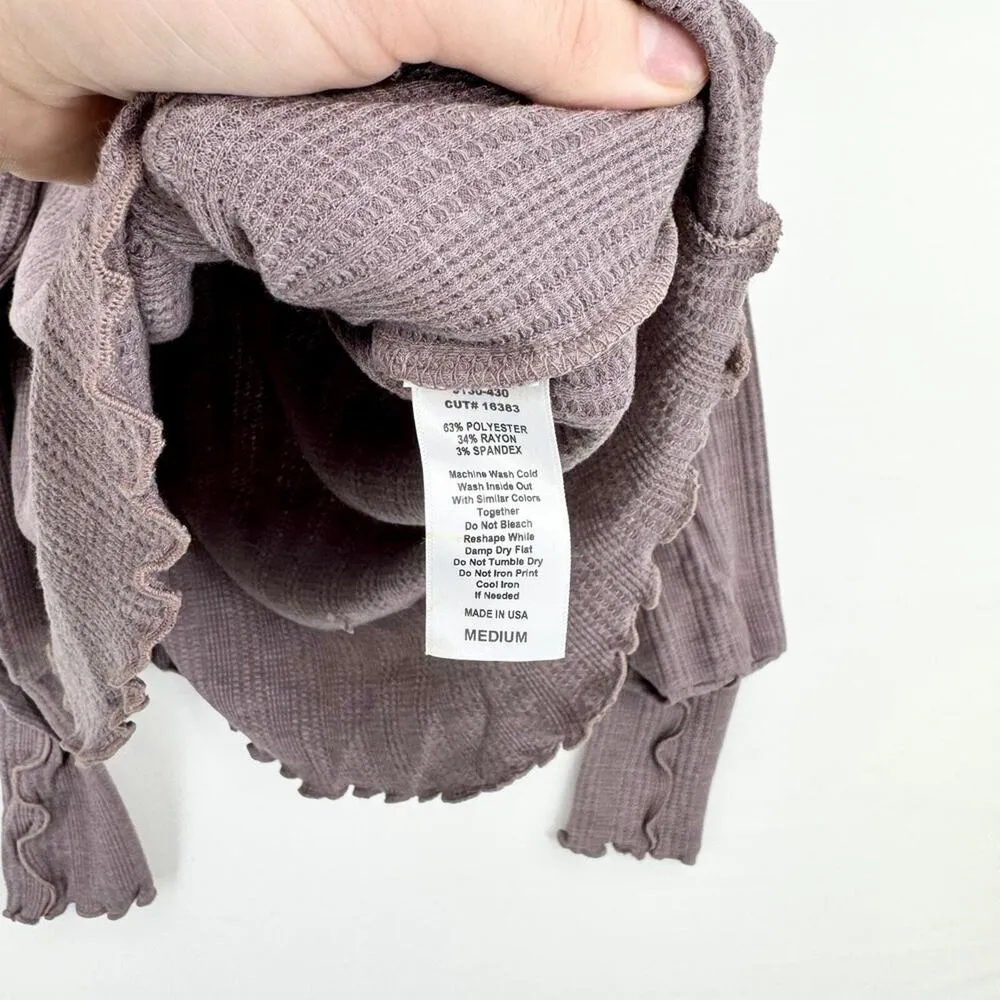 PROJECT SOCIAL T Sweater Women Size Medium Wide Neck Waffle Knit Curved Hem - Image 3