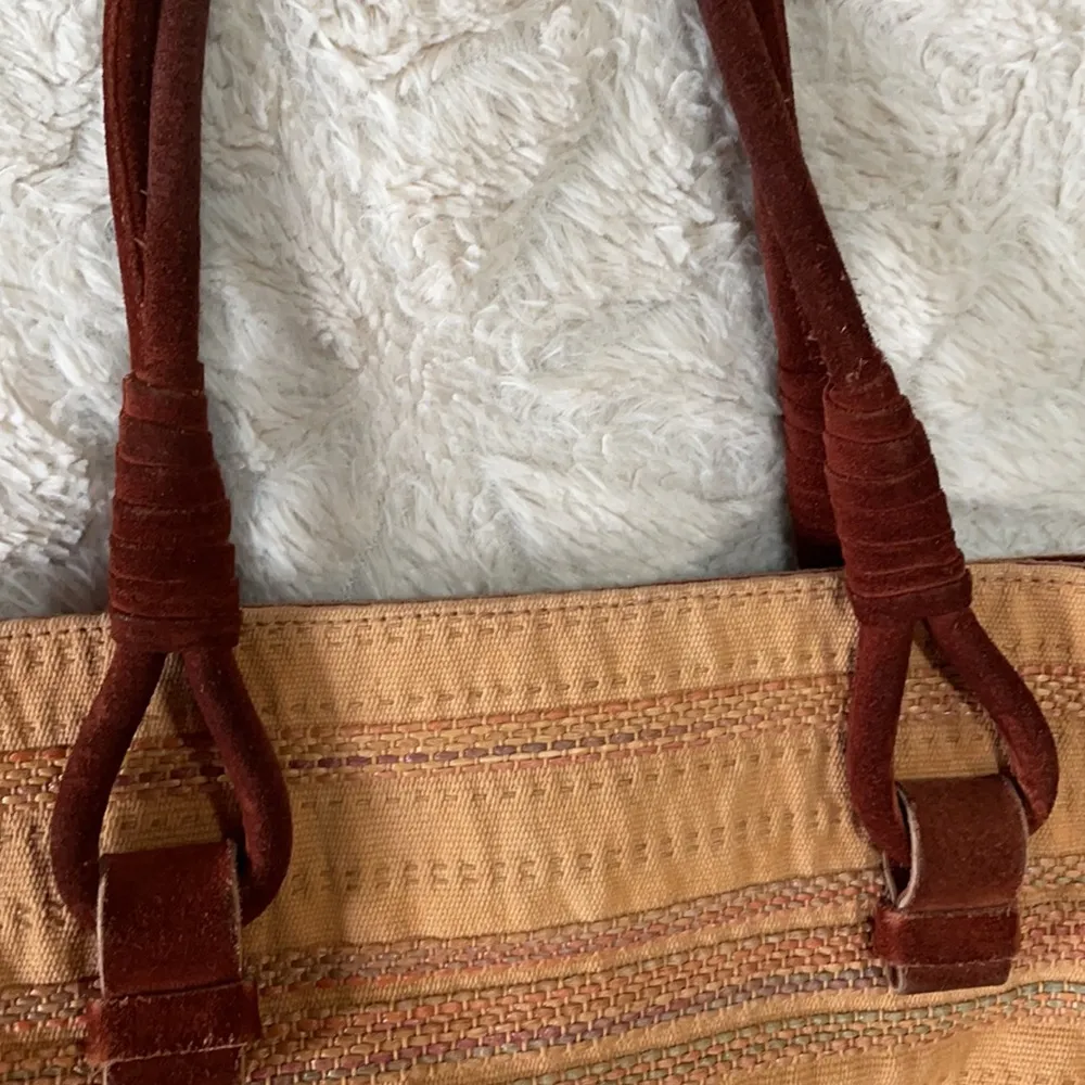 BOTTEGA VENETA Brown Suede & Camel Color Tote Bag - Image 4