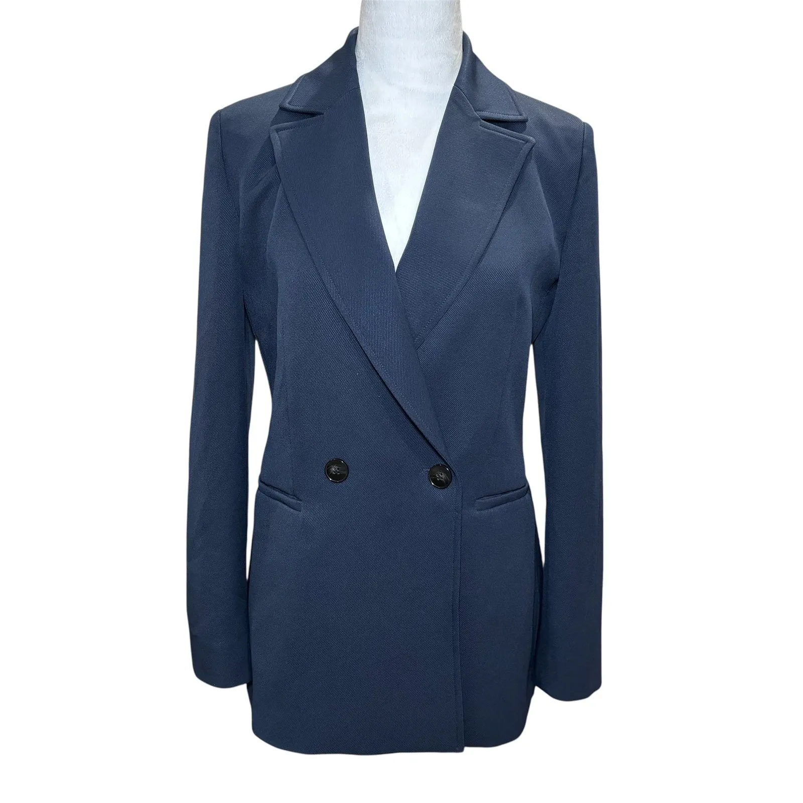 Emme‎ by Marella Navy Blue Copenhagen Blazer Zebio Twill Knit 4 Lined NWOT - Image 2